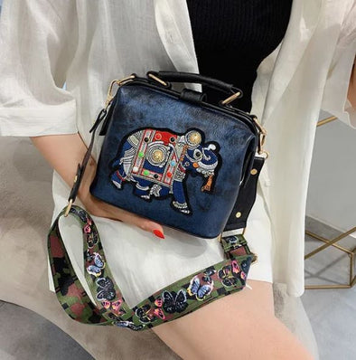 Elephant Embroidery Shoulder Bag