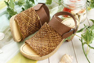 Super Comfortable Natural 2 Way Jute Mesh, Cork Heeled Sandal