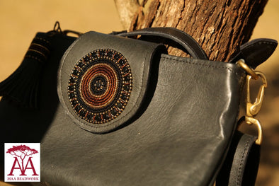 Black and Brown Bead Clutch, Maasai Tribe Kenya