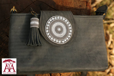 Grey and White Bead Clutch, Maasai Tribe Kenya