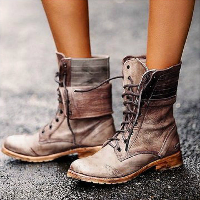 Vintage leather lace hot sale up boots