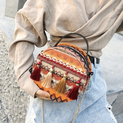 Cross Body Tassel Tote Messenger