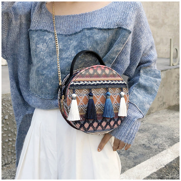 Cross Body Tassel Tote Messenger