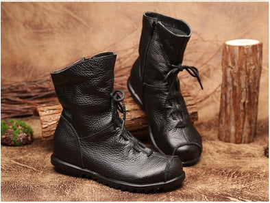 Genuine Leather Split Retro Boot in 2 choices. Eligible for Circular Fashion Discounts!