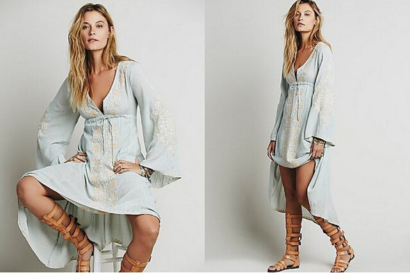 Statement Embroidered Cotton Tunic Styled Dress