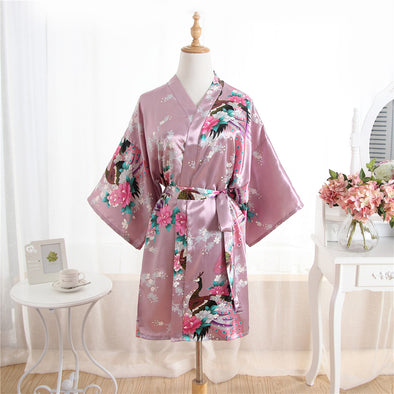 Satin Short Kimono Robe